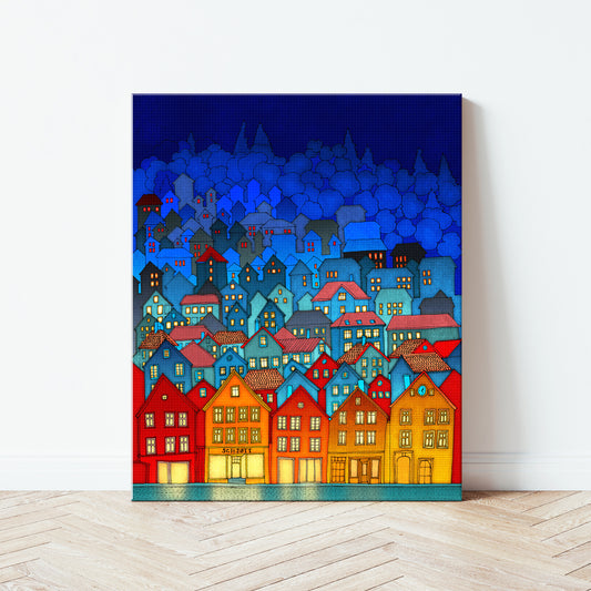 Norway, Bergen (blue) - Canvas Art Print