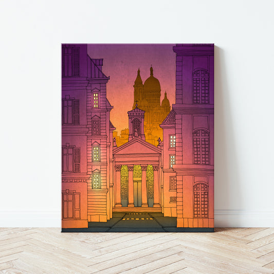 Sacre Coeur (night, purple version) - Canvas Art Print