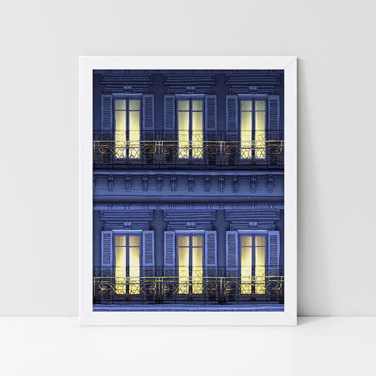 Paris balcony (night) - Framed Art Print