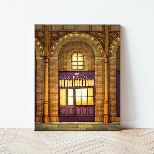 London, Tea Palace (vertical, night version) - Canvas Art Print