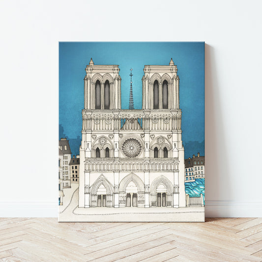 The Notre Dame in Paris (blue) - Canvas Art Print