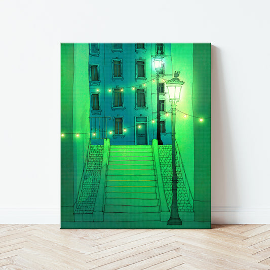 Night walking (green) - Canvas Art Print