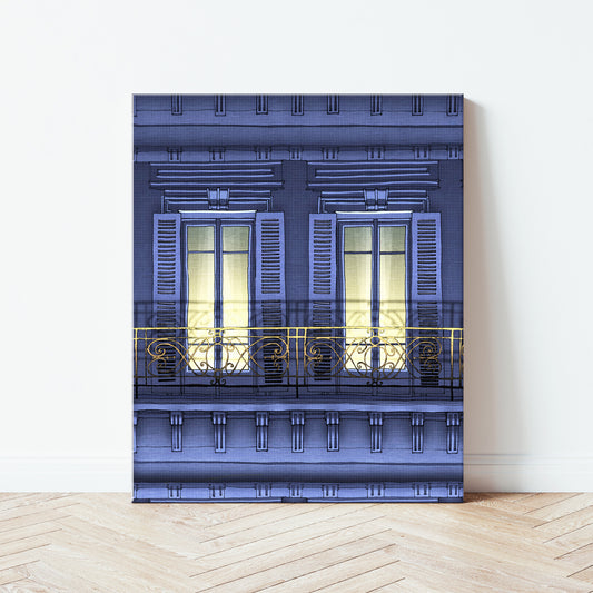 Paris balcony (night) - Canvas Art Print
