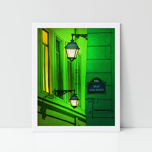Quai St Michel (green) - Framed Art Print