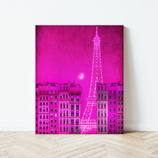 The Eiffel tower in Paris (pink) - Canvas Art Print