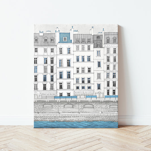 Walk along the Seine (blue) - Canvas Art Print