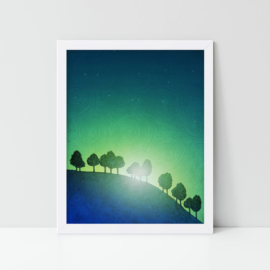 First streak of dawn (green) - Framed Art Print