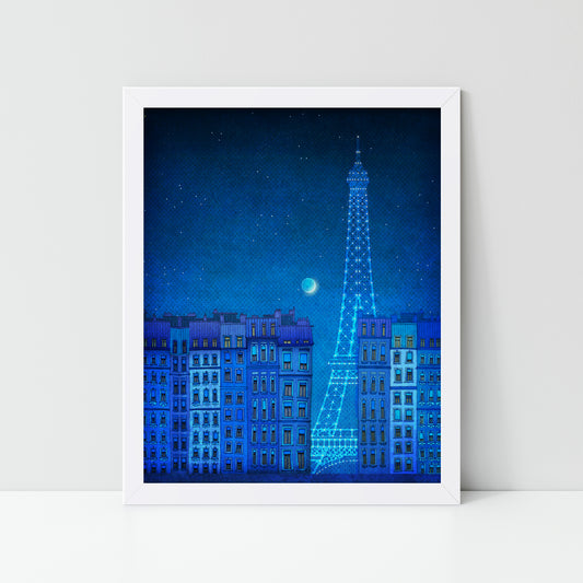 The lights of the Eiffel tower - Framed Art Print