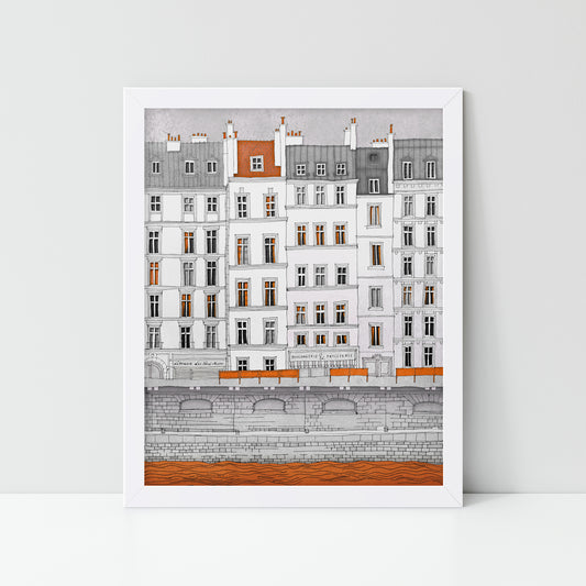 Walk along the Seine (red) - Framed Art Print