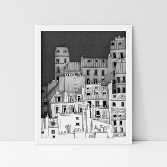 Paris Montmartre (black and white) - Framed Art Print