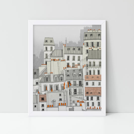 Paris Montmartre (white) - Framed Art Print