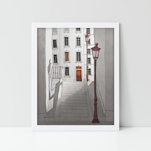 Morning shine (black and white) - Framed Art Print