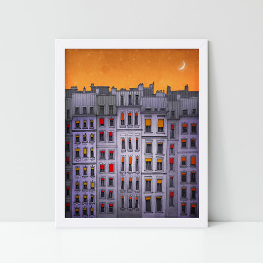 Sleepy houses - Framed Art Print