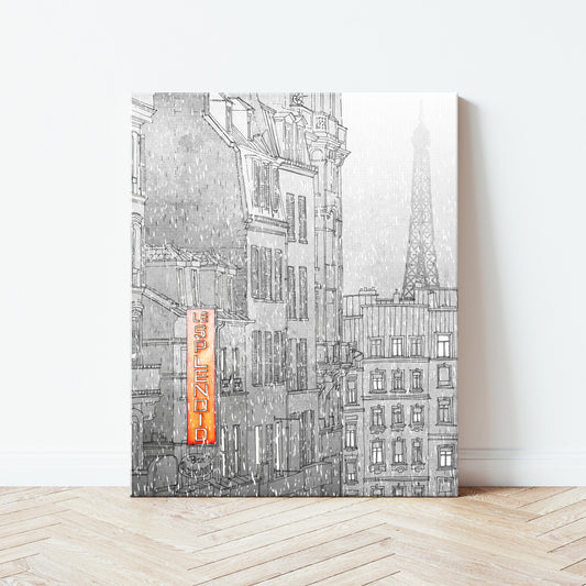 Paris in Winter (red) - Canvas Art Print