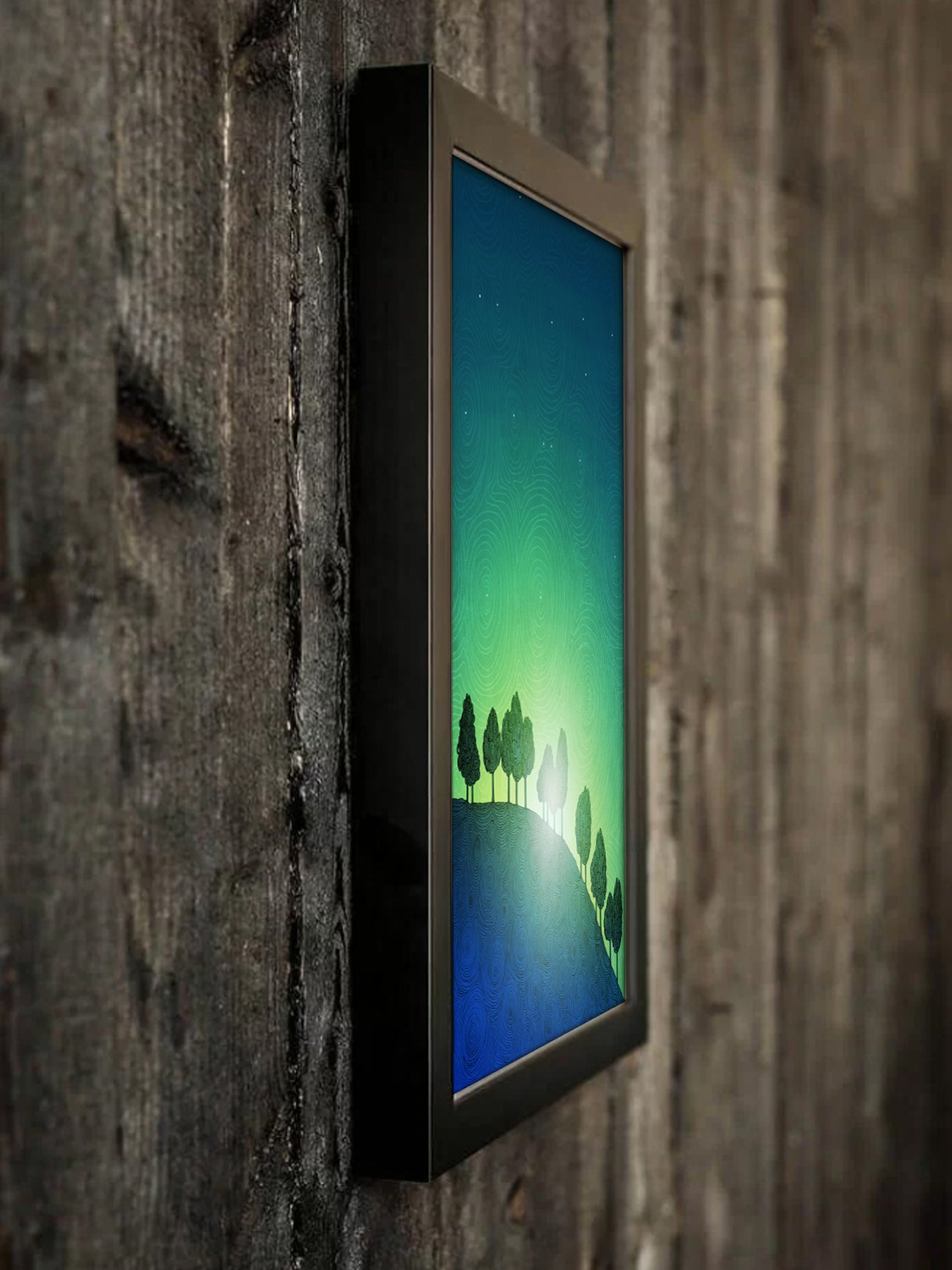 First streak of dawn (green) - Framed Art Print