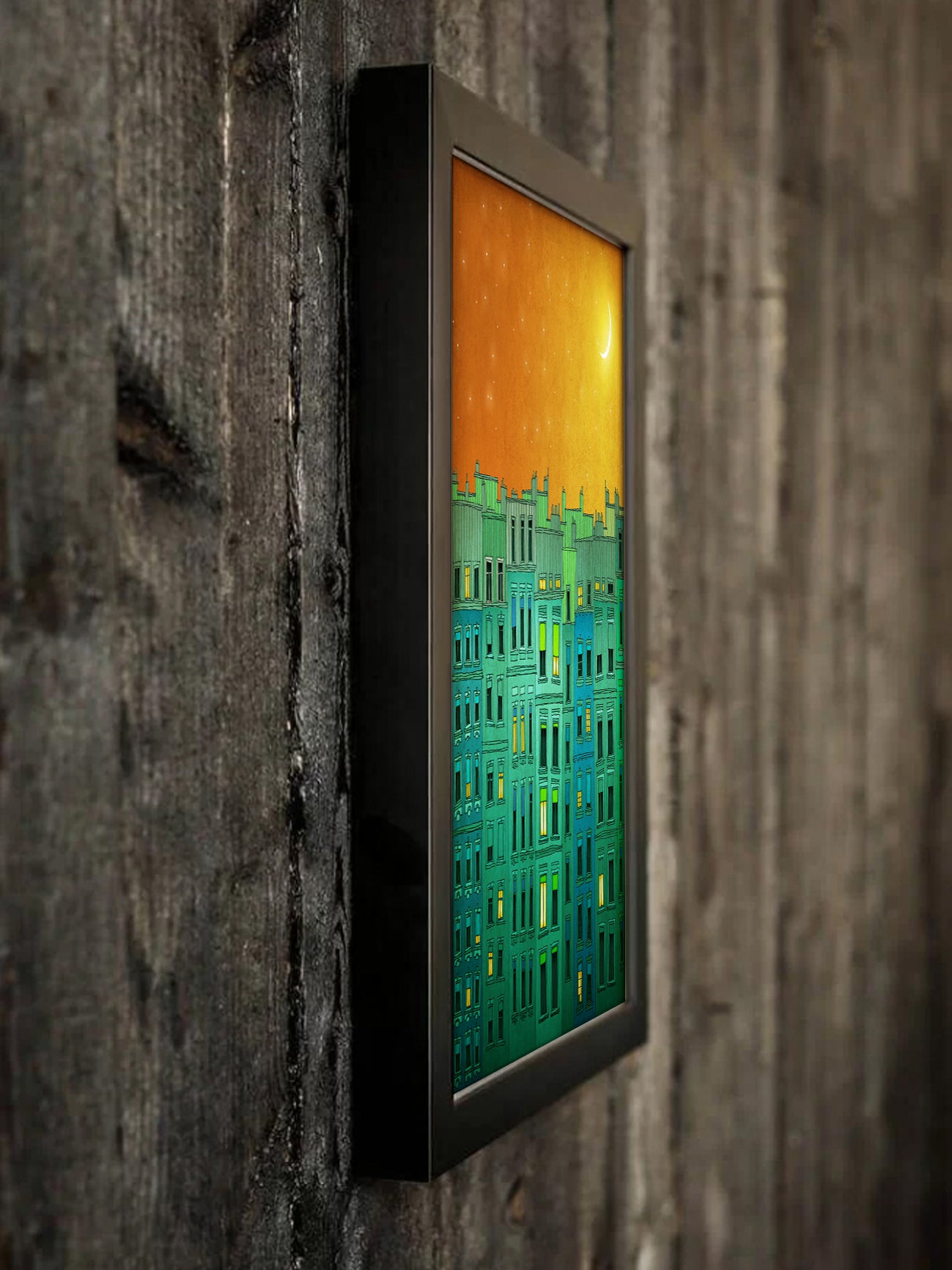 Golden night - Framed Art Print