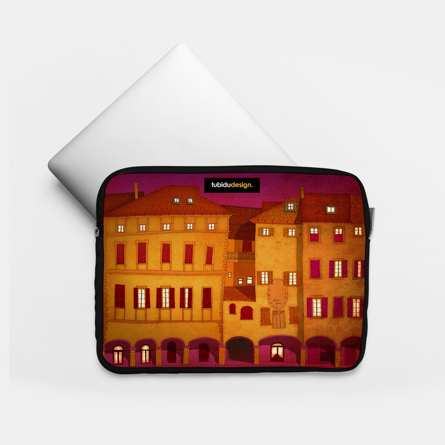 Italian facade (red) - Illustrated Laptop Sleeve