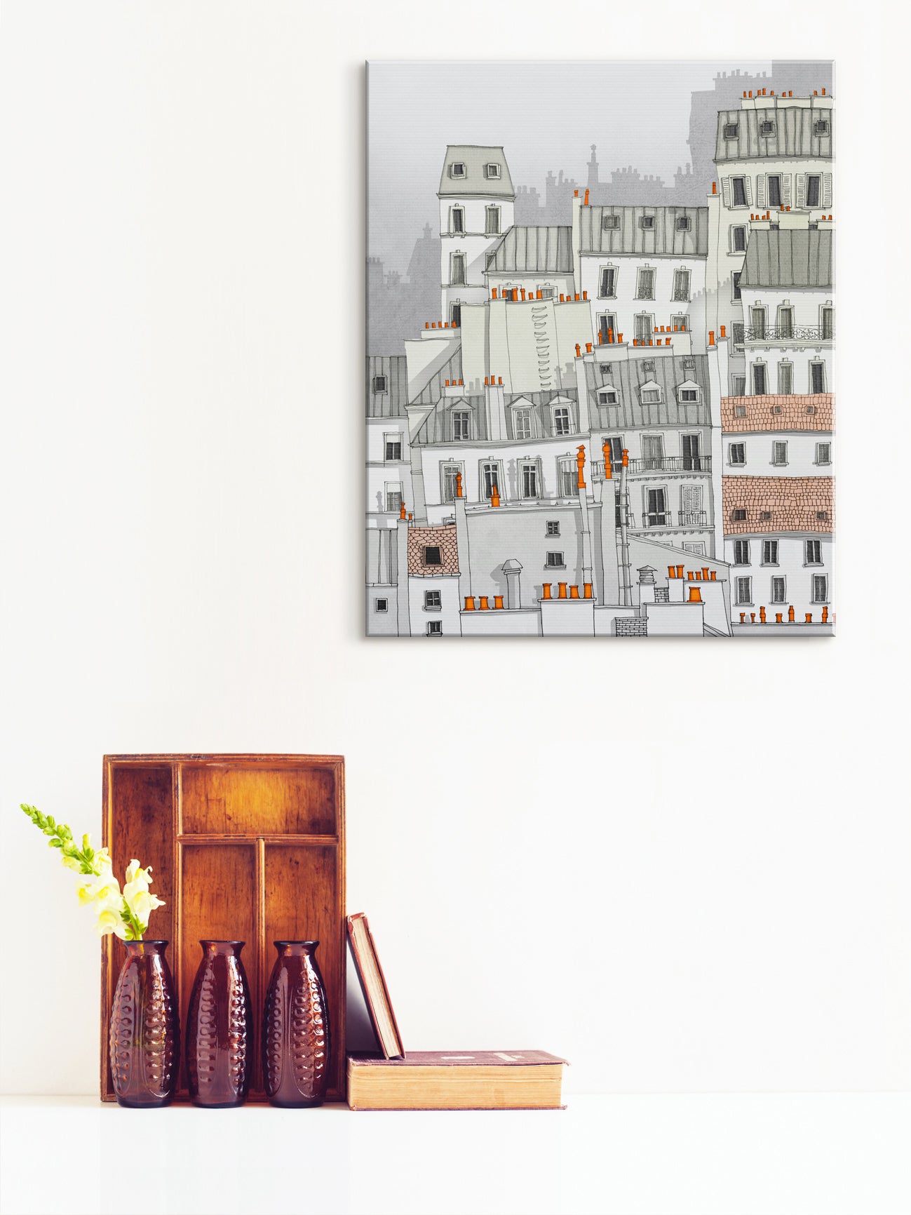 Paris Montmartre (white) - Canvas Art Print