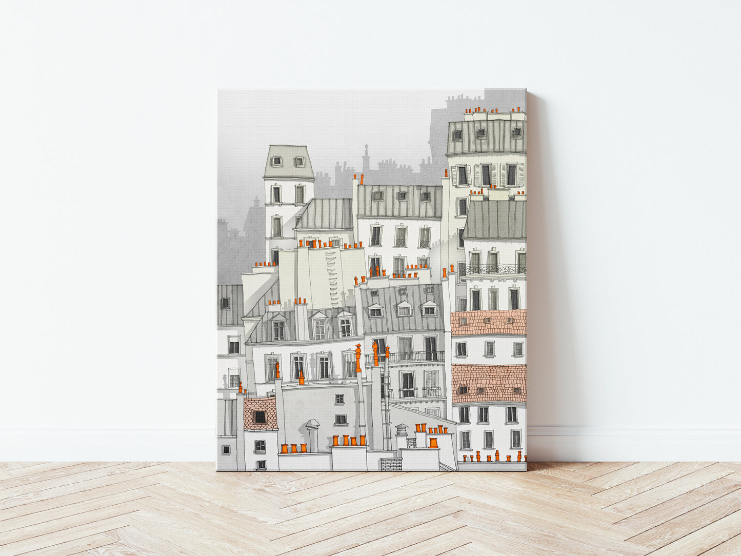 Paris Montmartre (white) - Canvas Art Print