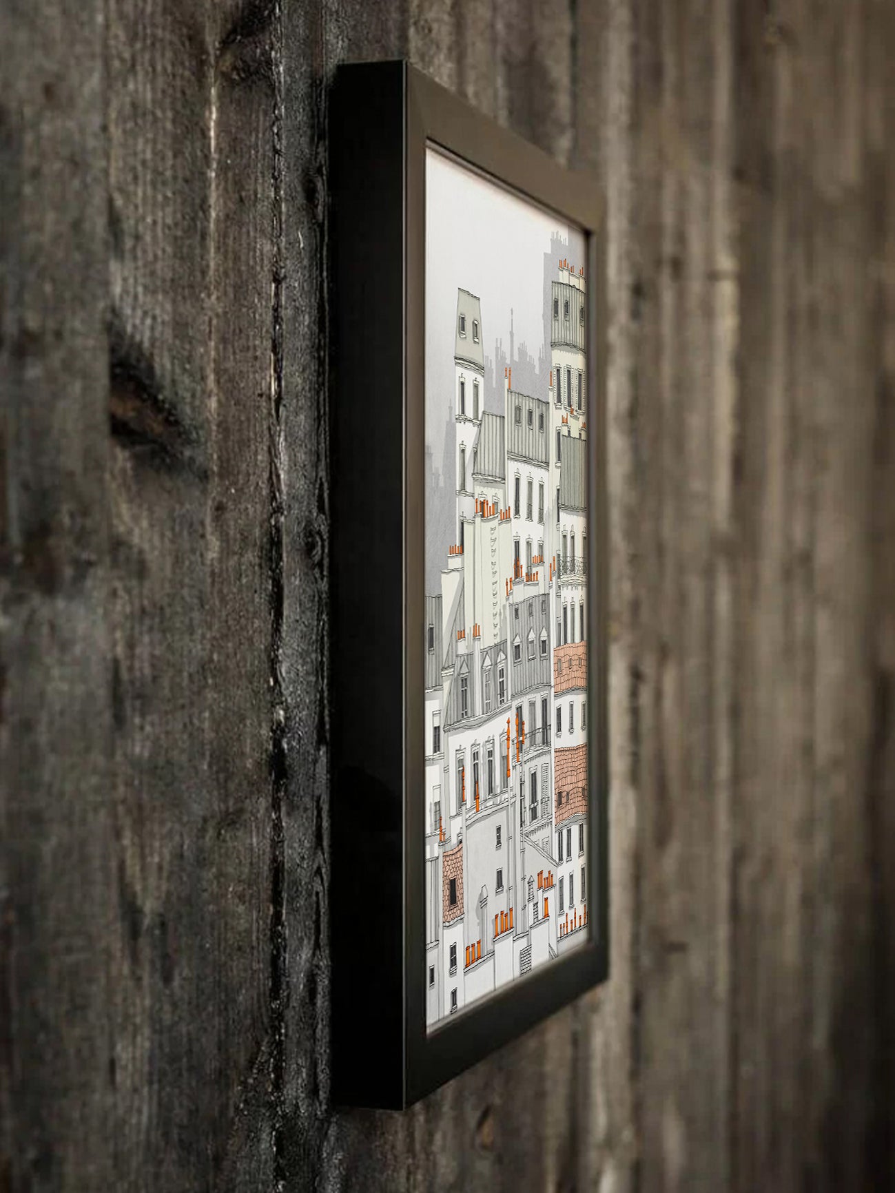 Paris Montmartre (white) - Framed Art Print