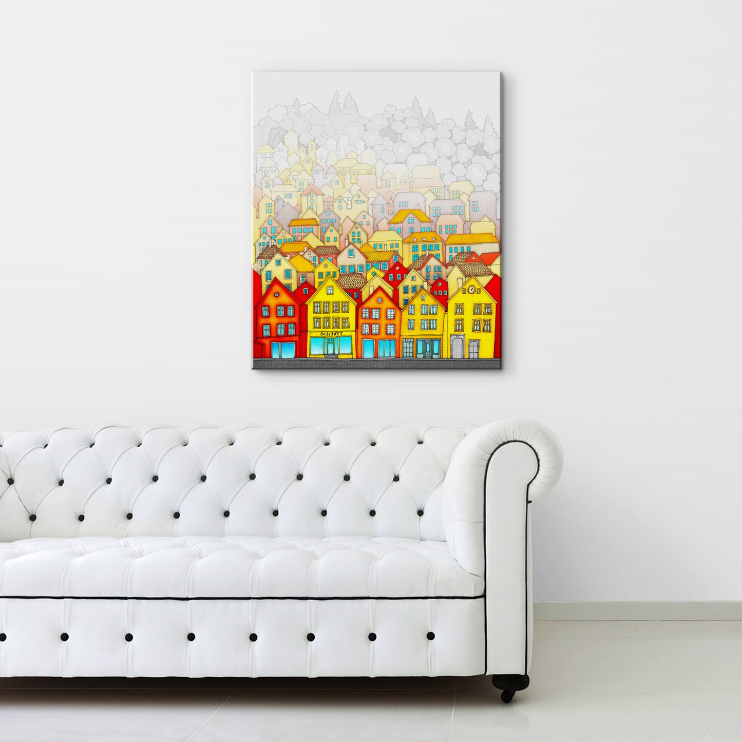 Norway. Bergen (white) - Canvas Art Print