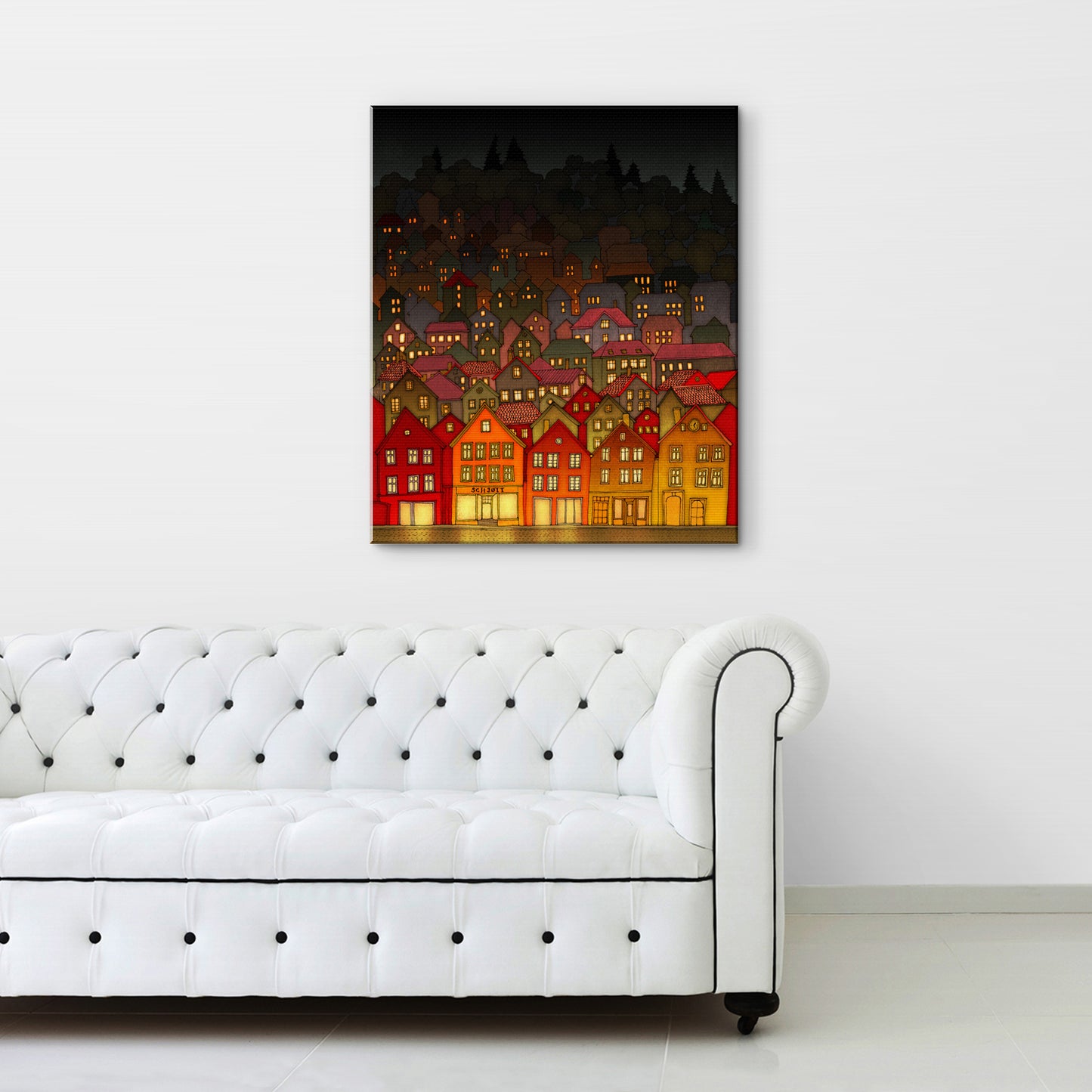 Norway, Bergen (night, brown version) - Canvas Art Print