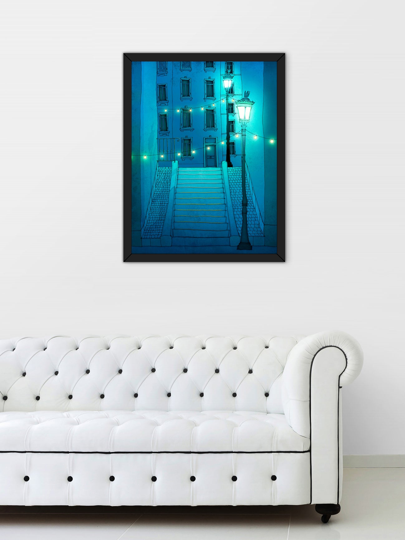 Night walking (blue) - Framed Art Print