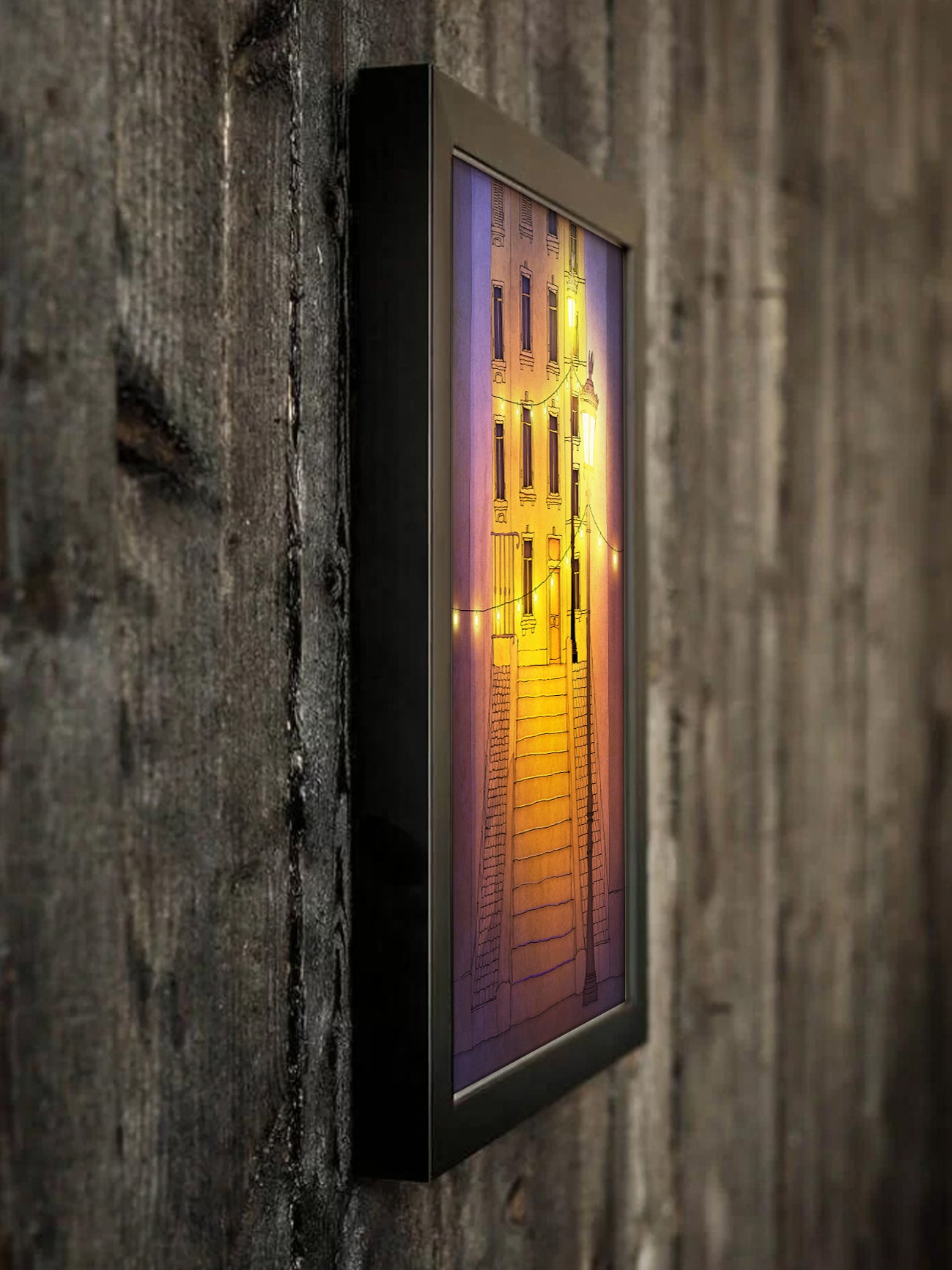 Night walking (purple) - Framed Art Print