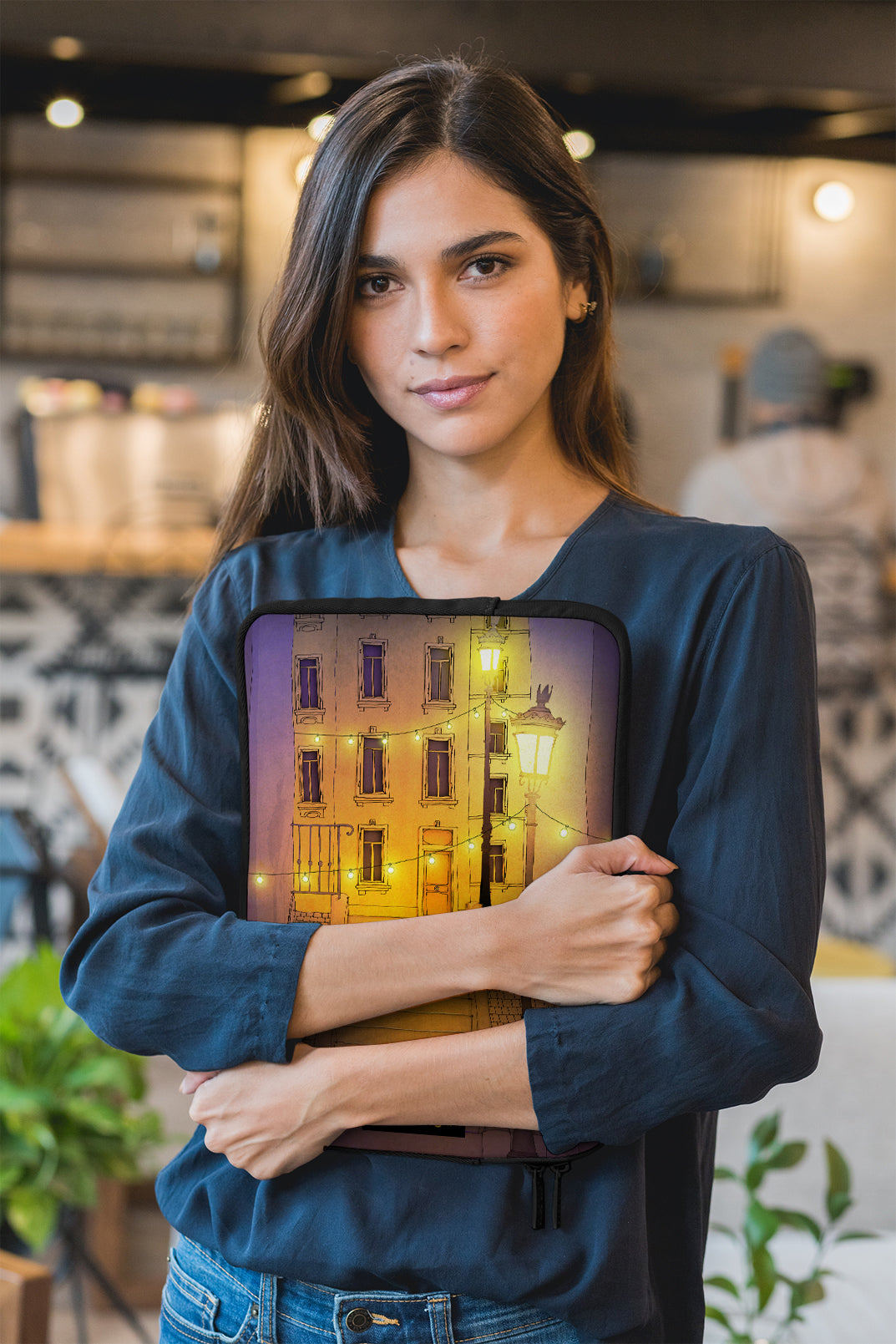 Night walking (purple) - Illustrated Laptop Sleeve