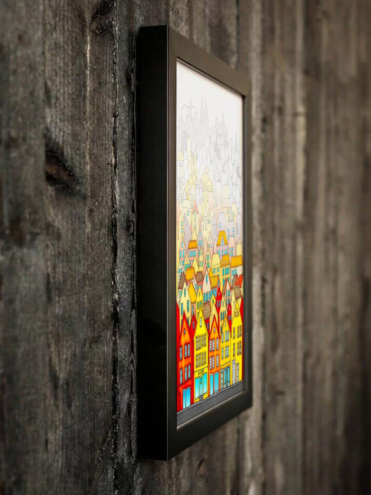 Norway, Bergen (white) - Framed Art Print