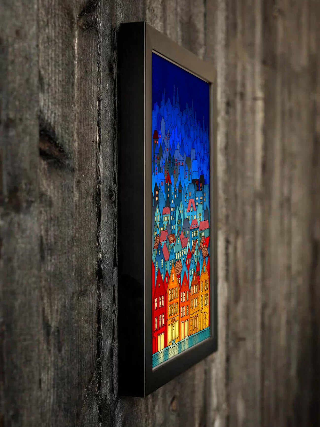 Norway, Bergen (blue) - Framed Art Print