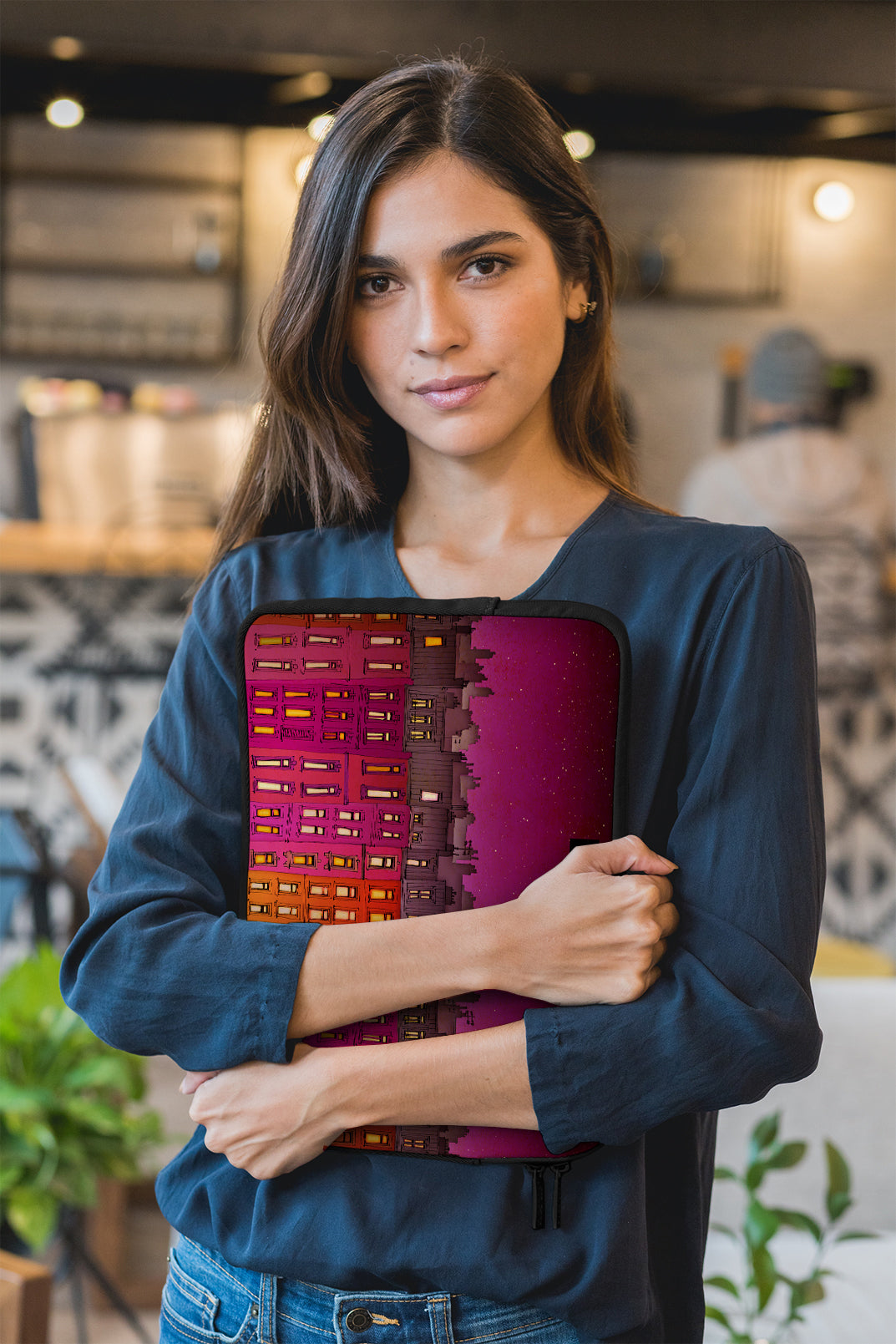 Paris Red facade - Illustrated Laptop Sleeve