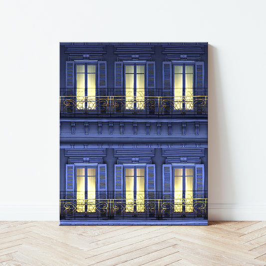 Paris balcony (night) - Canvas Art Print