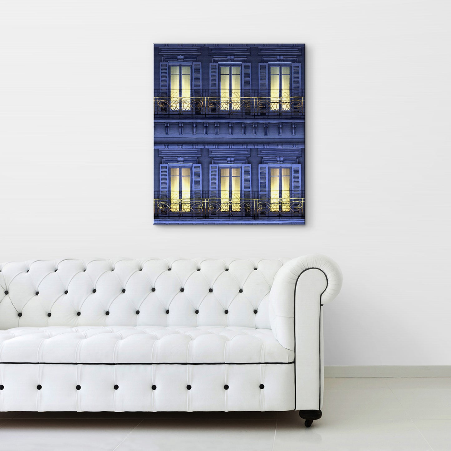 Paris balcony (night) - Canvas Art Print