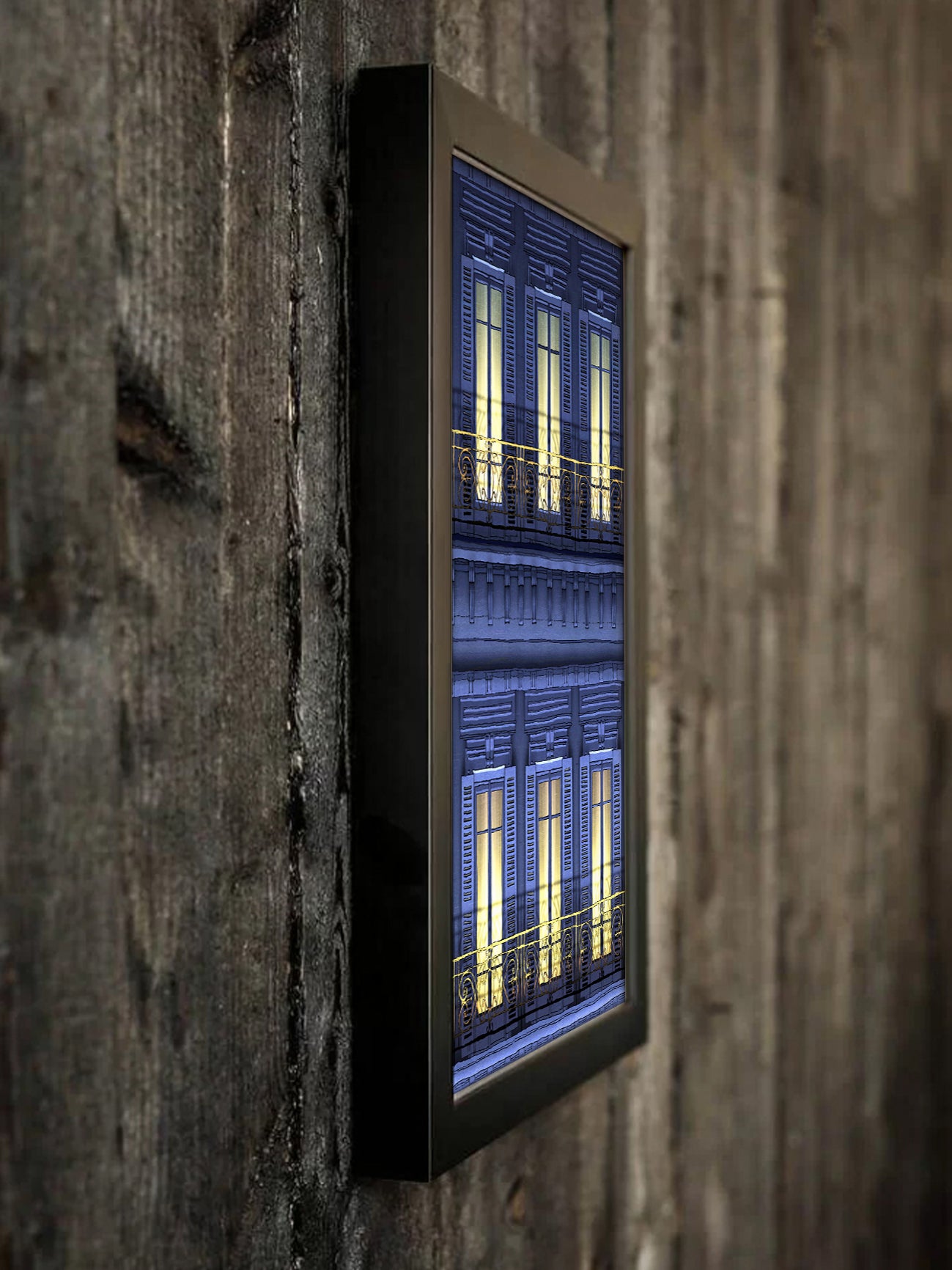 Paris balcony (night) - Framed Art Print