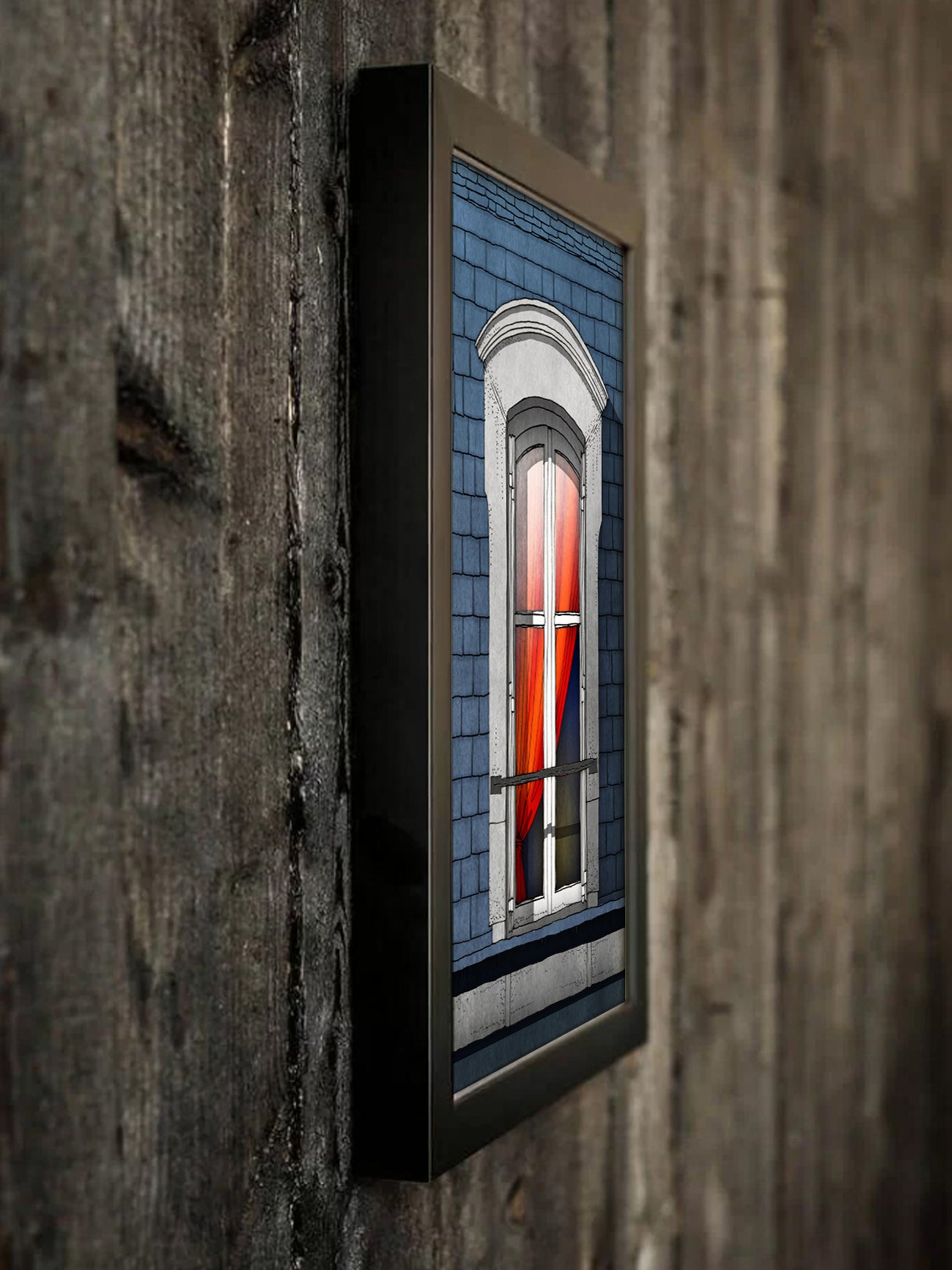 The Red Curtain - Framed Art Print