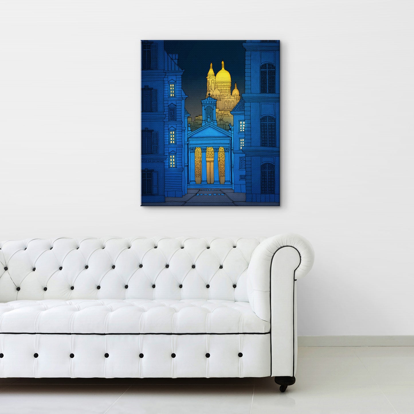 Sacre Coeur (night, blue version) - Canvas Art Print