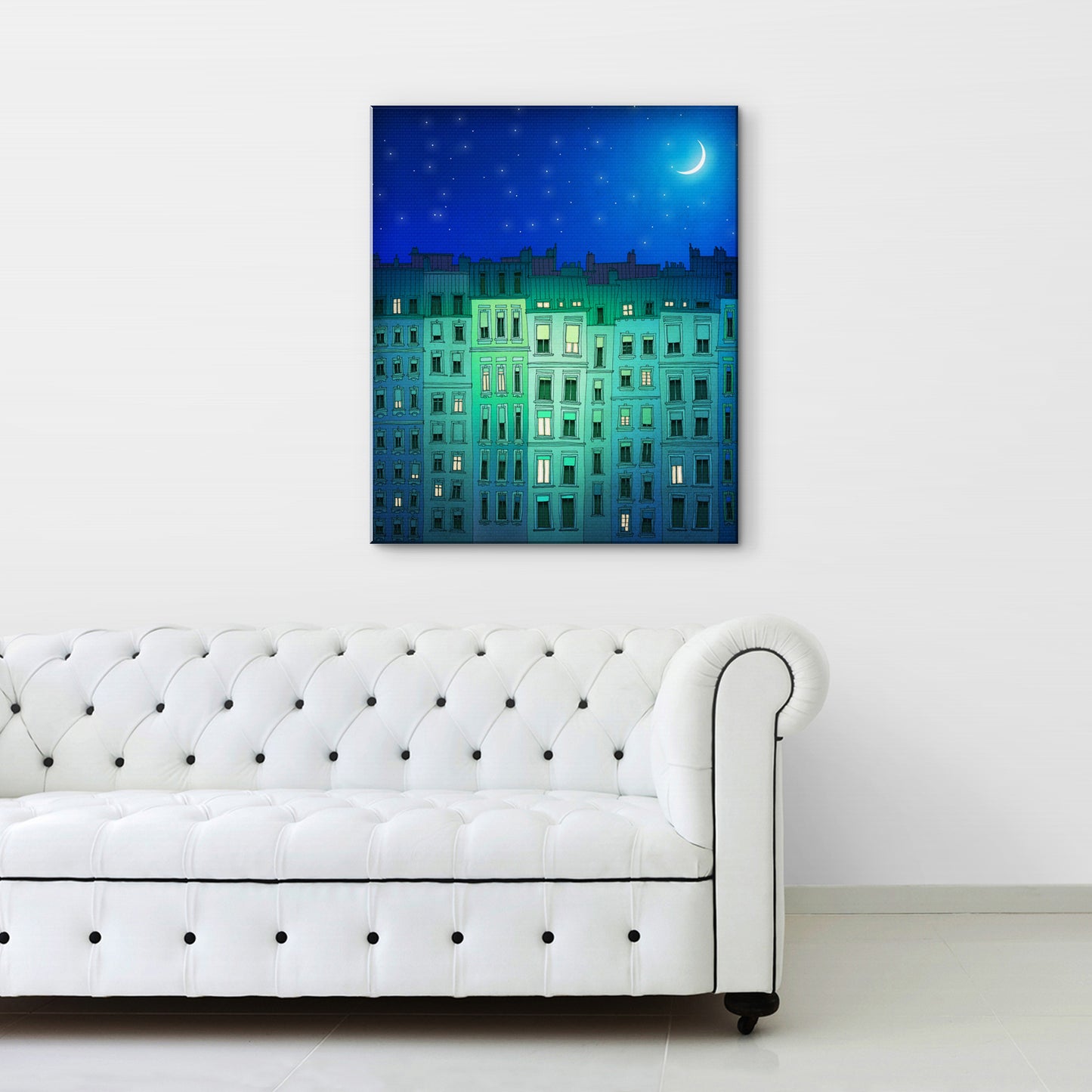 Sleepy night (blue) - Canvas Art Print