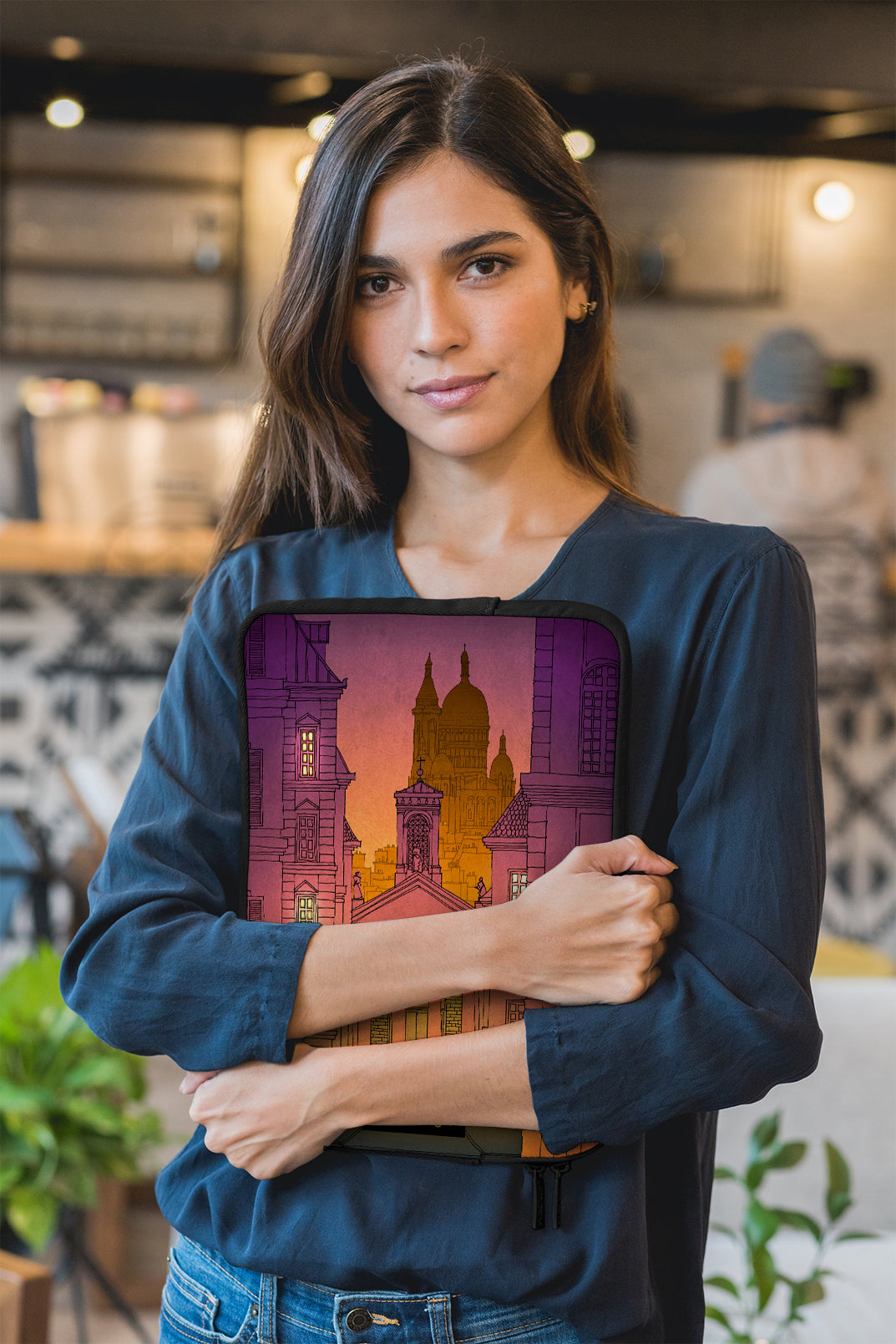Sacre Coeur (night, purple version) - Illustrated Laptop Sleeve