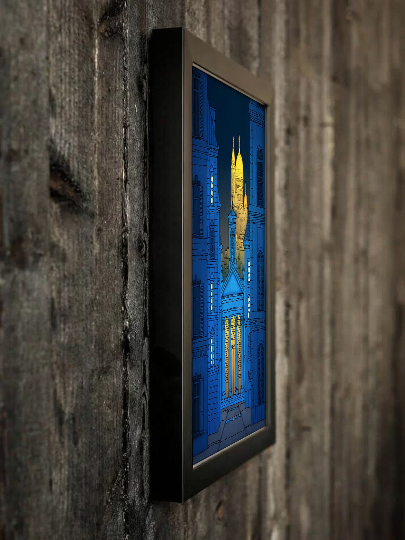 Sacre Coeur (night, blue version) - Framed Art Print