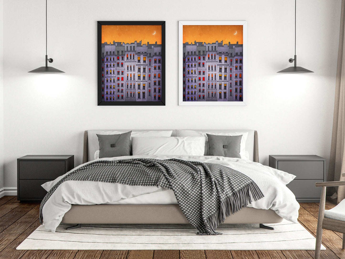 Sleepy houses - Framed Art Print