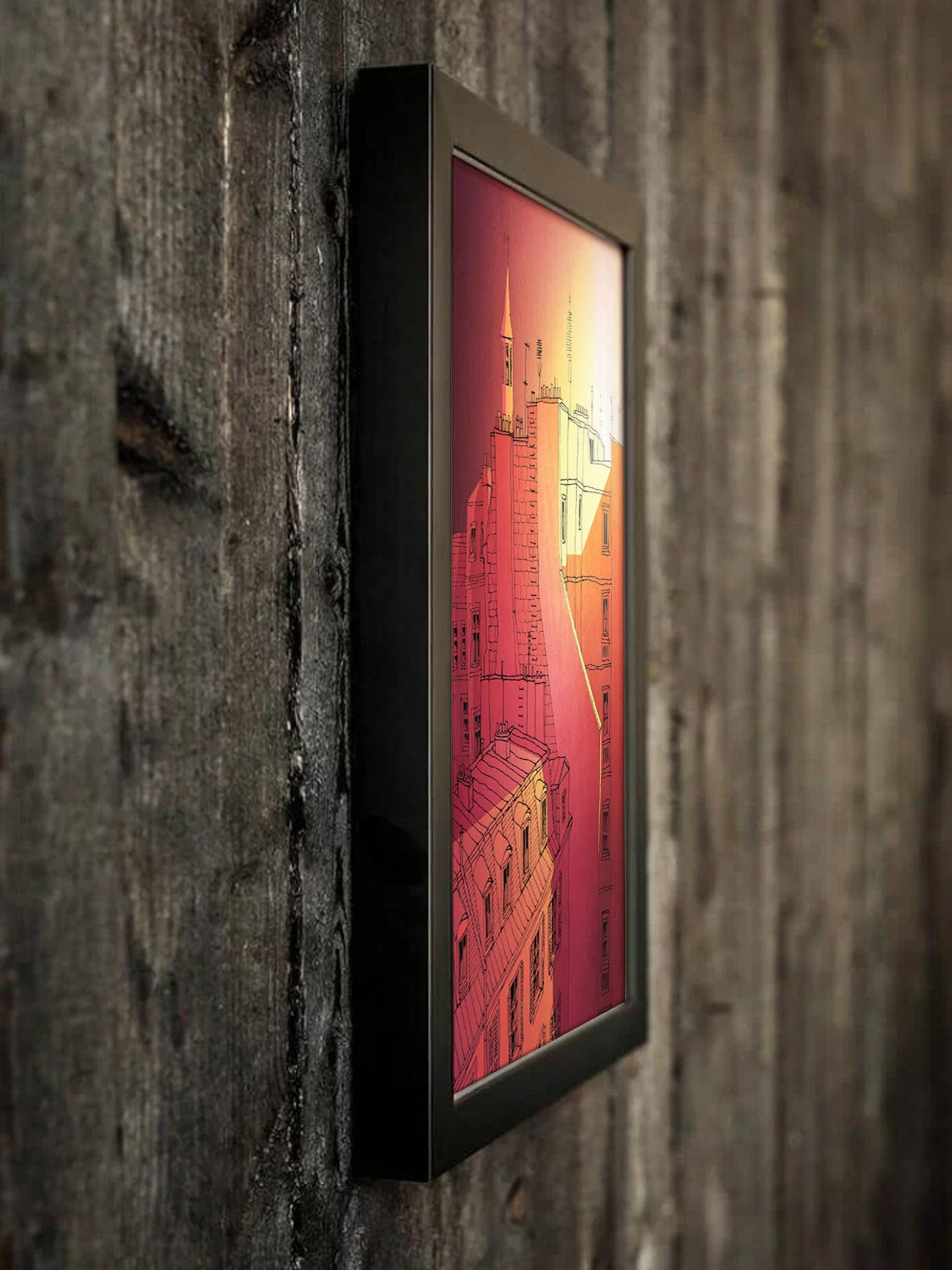 In an old house in Paris (red) - Framed Art Print