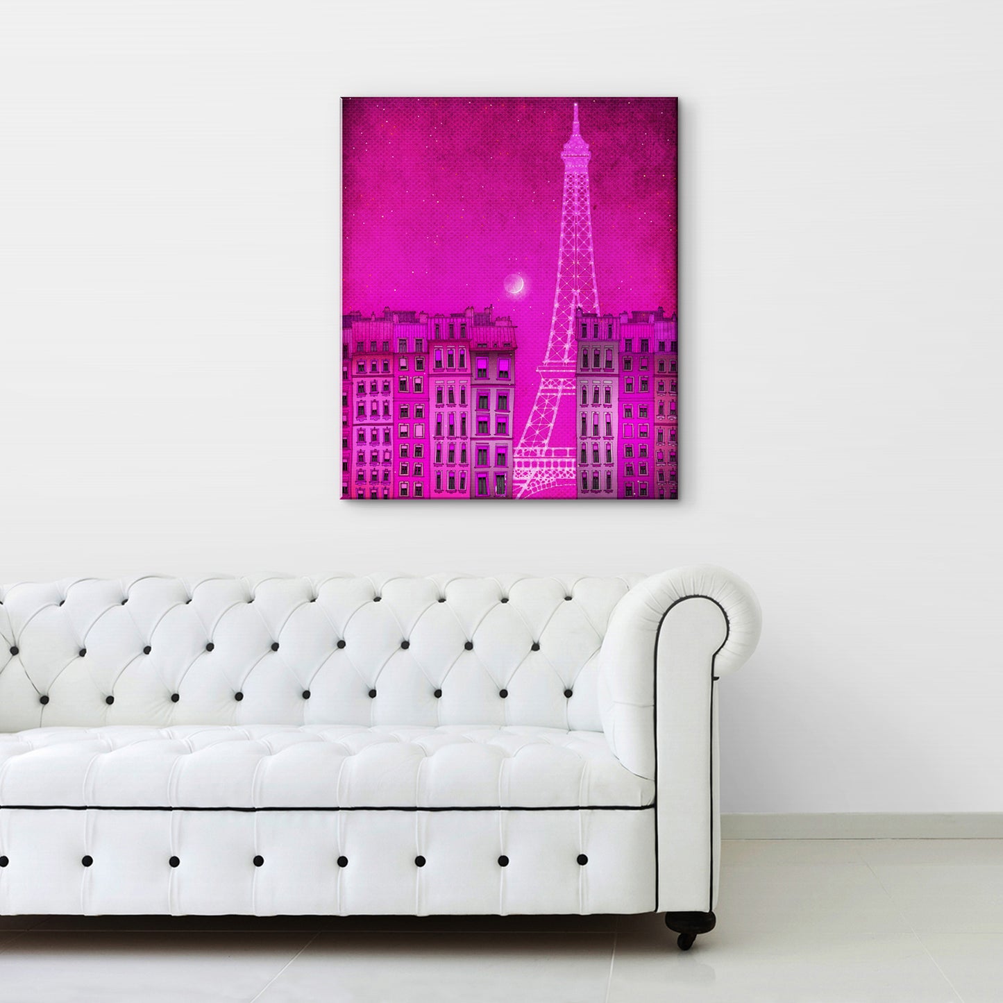 The Eiffel tower in Paris (pink) - Canvas Art Print