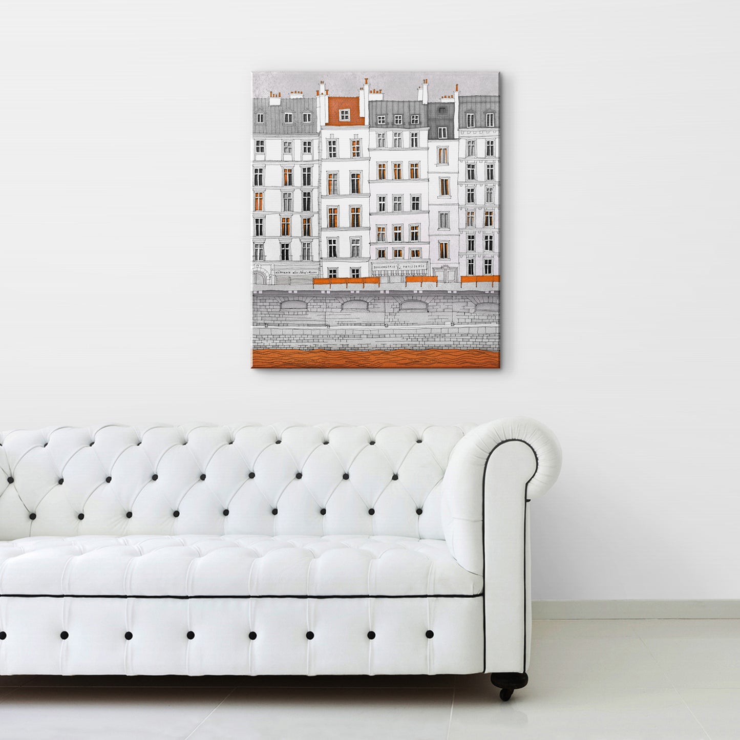 Walk along the Seine (red) - Canvas Art Print