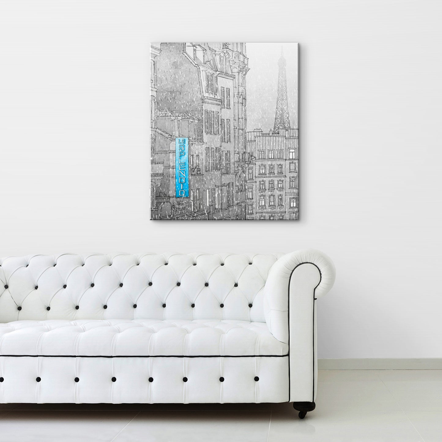 Paris in Winter (blue) - Canvas Art Print