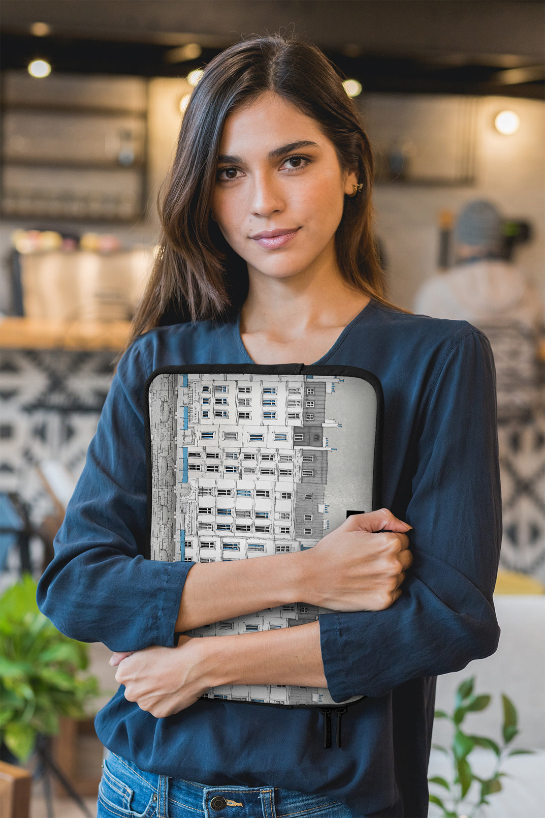 Walk along the Seine (blue) - Illustrated Laptop Sleeve