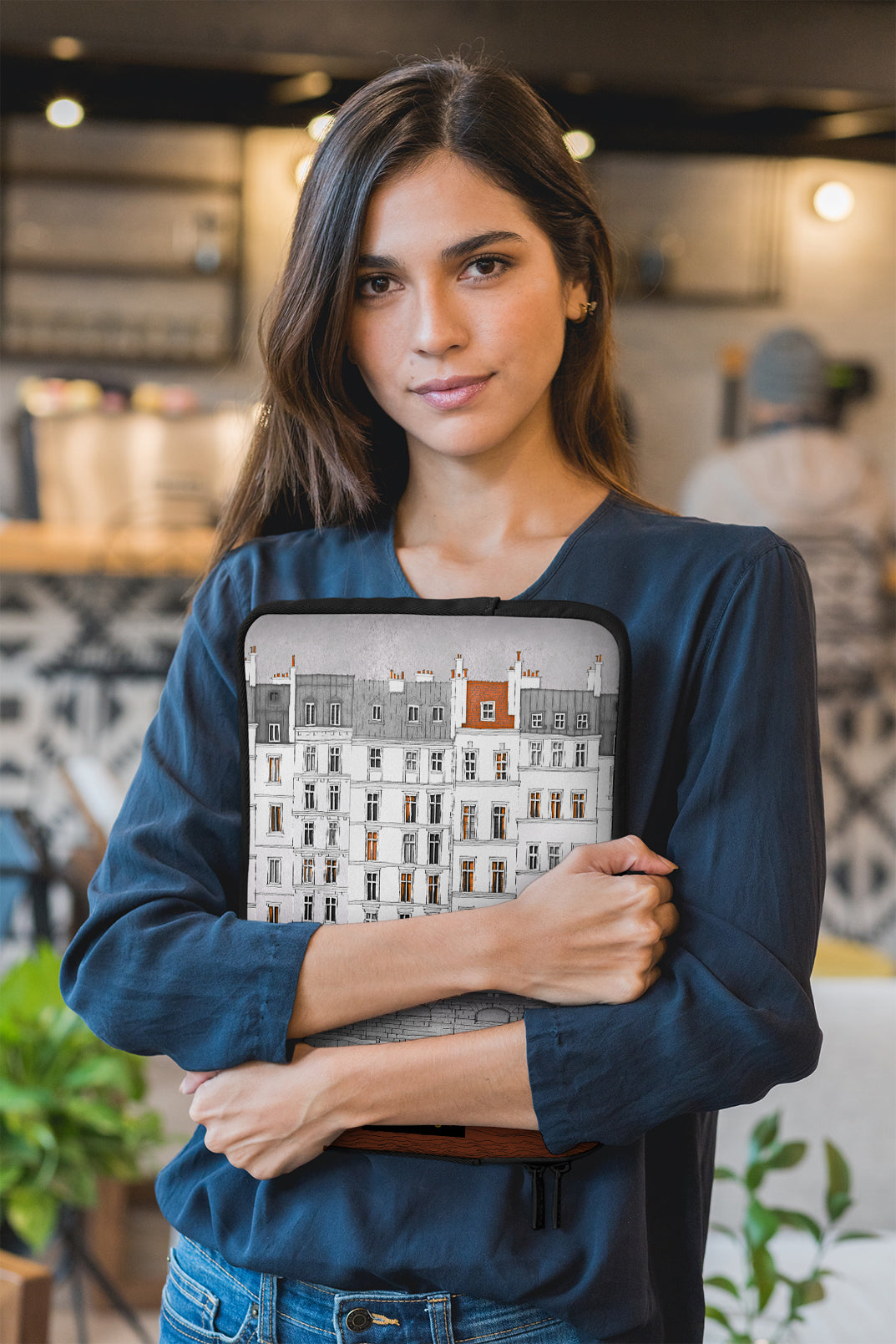 Walk along the Seine (red) - Illustrated Laptop Sleeve