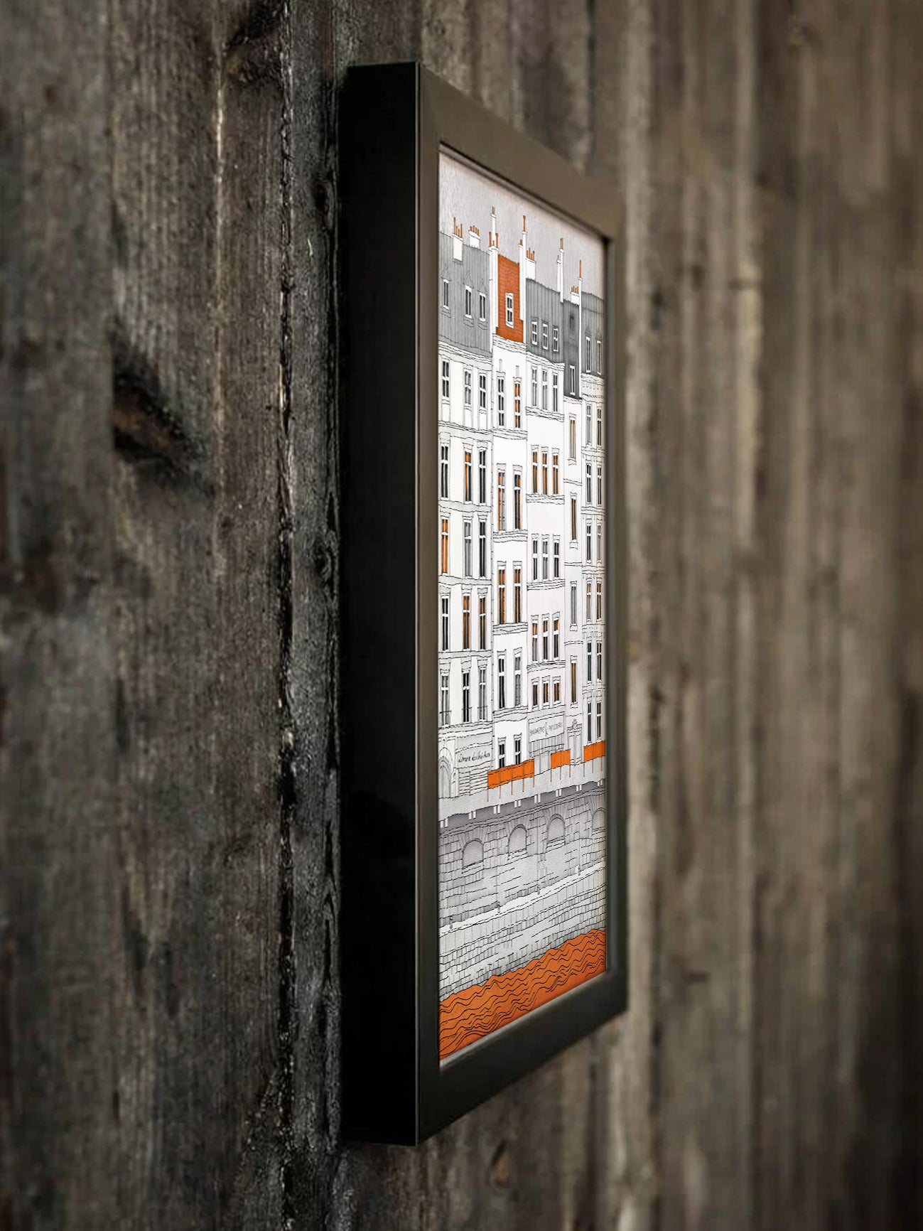 Walk along the Seine (red) - Framed Art Print