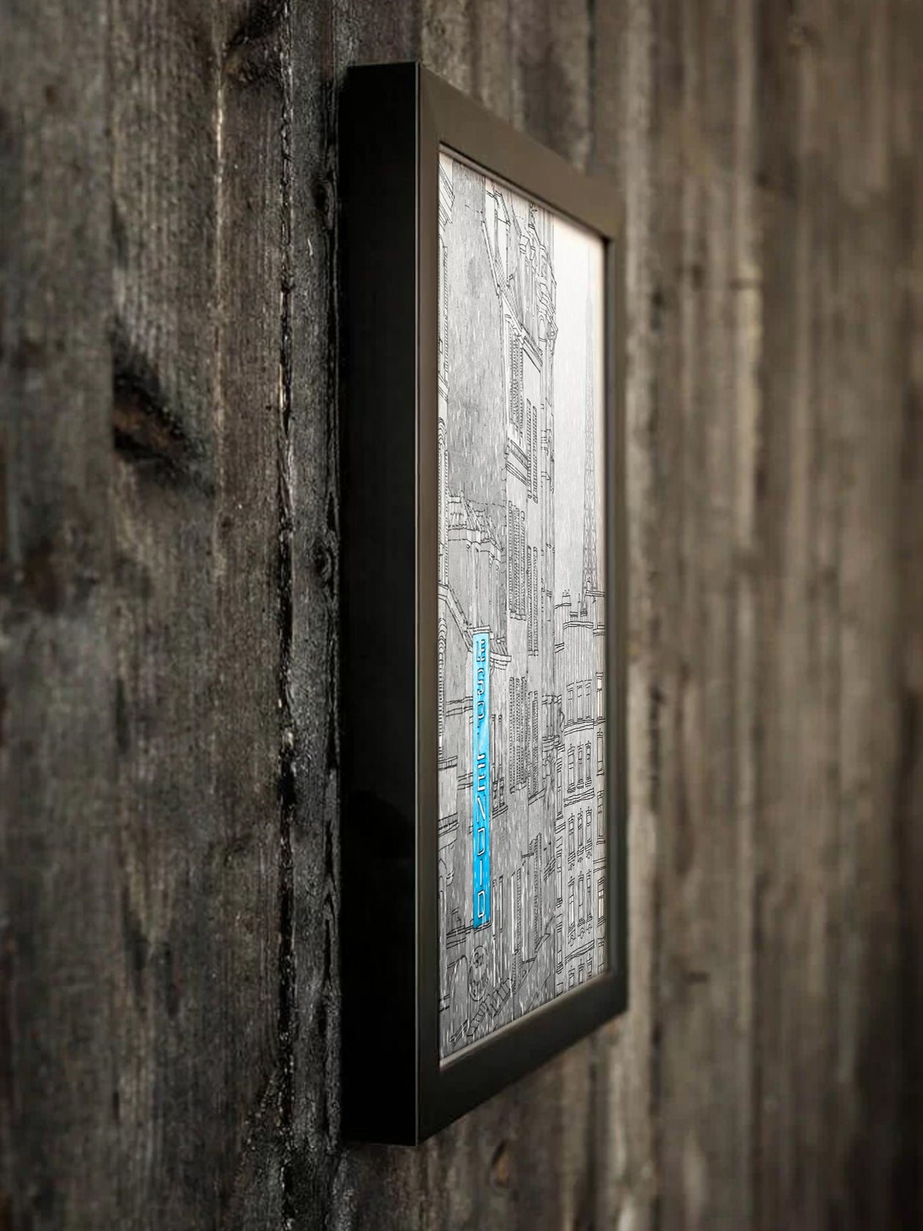 Paris in winter (blue) - Framed Art Print