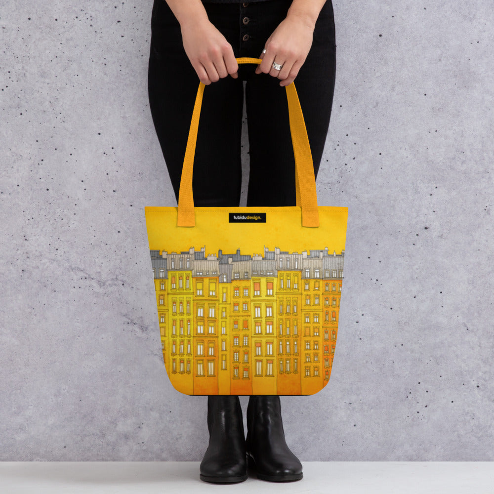 Paris, Yellow facade - Illustrated Tote bag